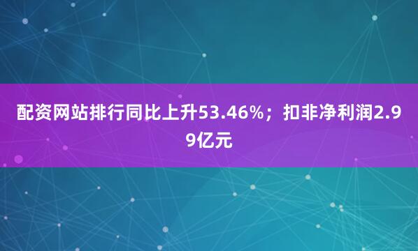 配资网站排行同比上升53.46%；扣非净利润2.99亿元